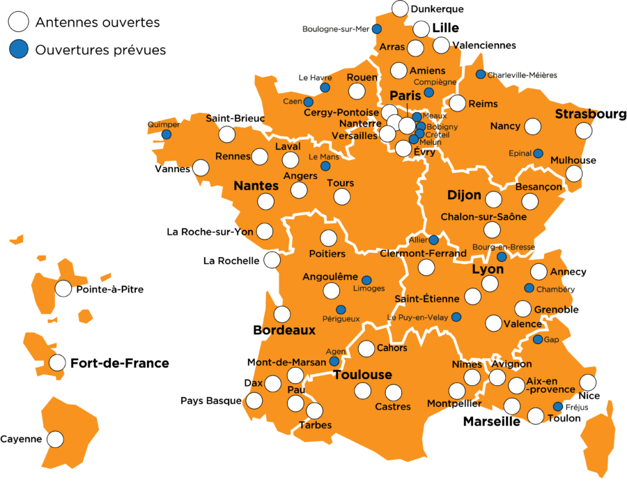 Carte de France (Antenne prévues Bleues)